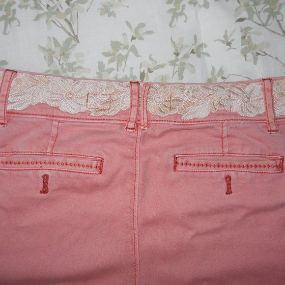 Pilcro & Letterpress Hyphen embroidered lace chinos sz 27 - Picture 3 of 5